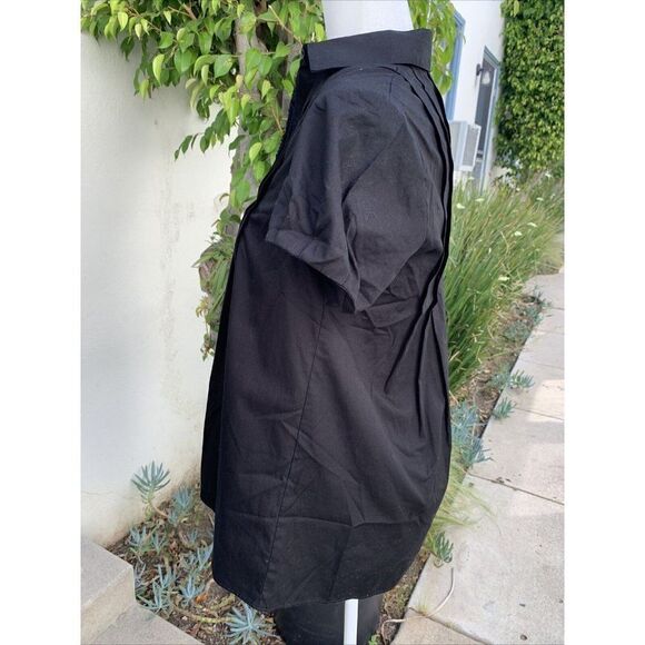 Zara Womens Solid Black Short Sleeve Button Down Top Dress Shirt Small - Picture 3 of 6